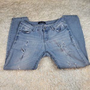 Wax Jeans Women's Distressed, Light Wash Blue, Size 11